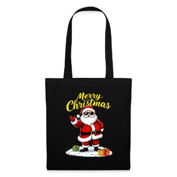 Merry Christmas Weihnachtsmann Mit Geschenken - Stoffbeutel - Schwarz - Vorne