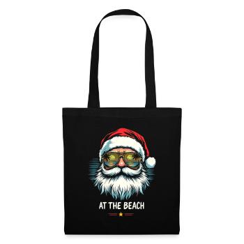Père Noël à la plage Ambiance de la plage - Sac en tissu - noir - Devant