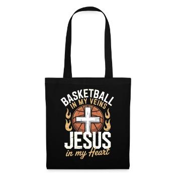 Basketball & Jesus – Conception de la croix sur le ballon - Sac en tissu - noir - Devant