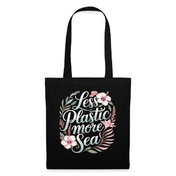 Less Plastic More Sea – Environmental Design Flowers - Tote Bag - black - Front
