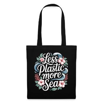 Less Plastic More Sea – Environmental Design Flowers - Tote Bag - black - Front