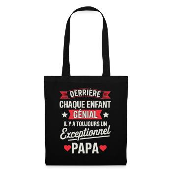 Derrière chaque enfant génial se cache un papa - Sac en tissu - noir - Devant