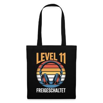 Level 11 Geburtstag Freigeschaltet - Stoffbeutel - Schwarz - Vorne