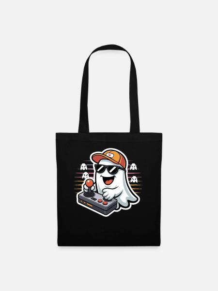 Retro Gamer Halloween Geist - Stoffbeutel - Schwarz