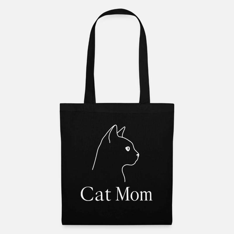 Cat Mom – minimalistisches Katzen-Line Art - Stoffbeutel - Schwarz