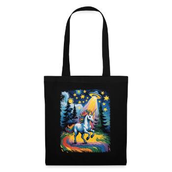Glowing unicorn in a starry rush - Tote Bag - black - Front