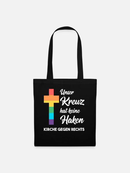 Kirche gegen Nazis - Unser Kreuz hat keine Haken - Stoffbeutel - Schwarz