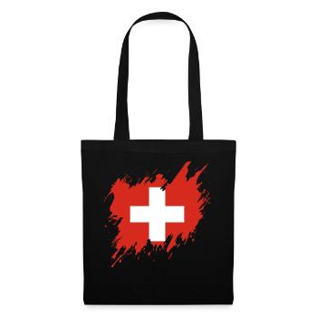 Drapeau de la Suisse, style déchiré - Sac en tissu - noir - Devant