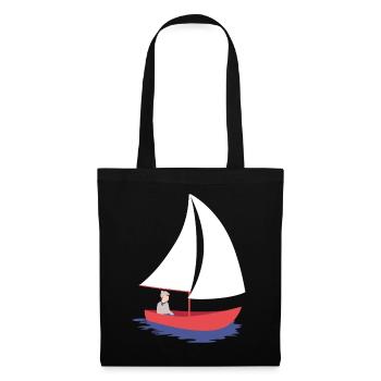 Voilier design nautique Serenity en coque rouge - Sac en tissu - noir - Devant