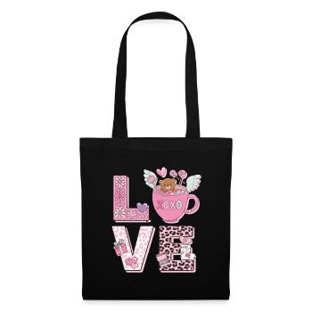  Liebevolle Rosa Teddybär XOXO Illustration für - Stoffbeutel - Schwarz - Vorne