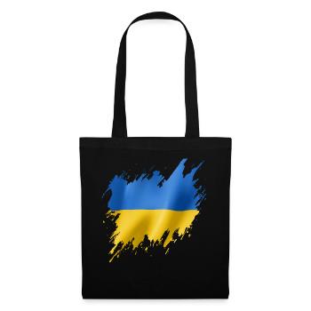 Flagge der Ukraine, zerrissener Stil - Stoffbeutel - Schwarz - Vorne
