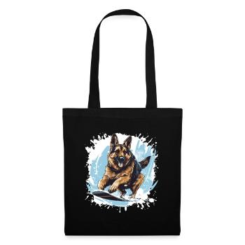 Schäferhund Hund Snowboard - Stoffbeutel - Schwarz - Vorne