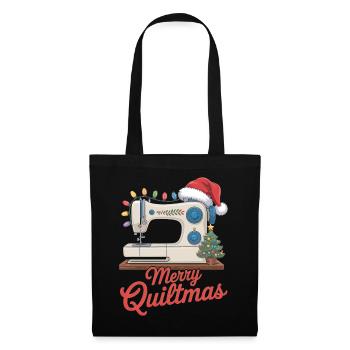 Merry Quiltmas Festive Sewing Santa Holiday Season - Tote Bag - black - Front