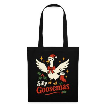 Dumme Gänsemas, Gans, Weihnachten, Lustiger Weihnachtsmann - Stoffbeutel - Schwarz - Vorne