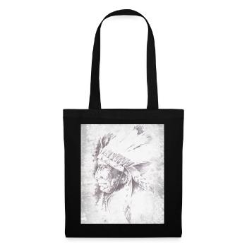 Chef indigène en plumes gris - Sac en tissu - noir - Devant