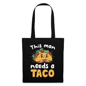 Dieser Mann braucht ein Taco - Stoffbeutel - Schwarz - Vorne