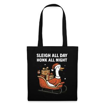 Oie Noël Drôle Père Noël Traîneau Toute la journée - Sac en tissu - noir - Devant