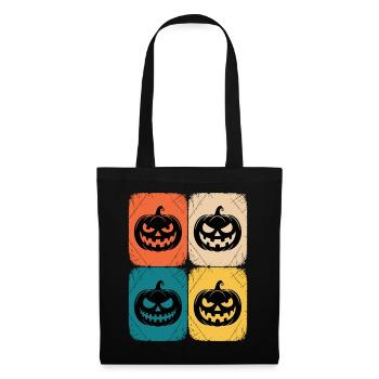 Retro Kürbis Halloween Pop Art Stil - Stoffbeutel - Schwarz - Vorne