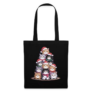 Cats Christmas Tree – Funny Xmas Cat - Tote Bag - black - Front