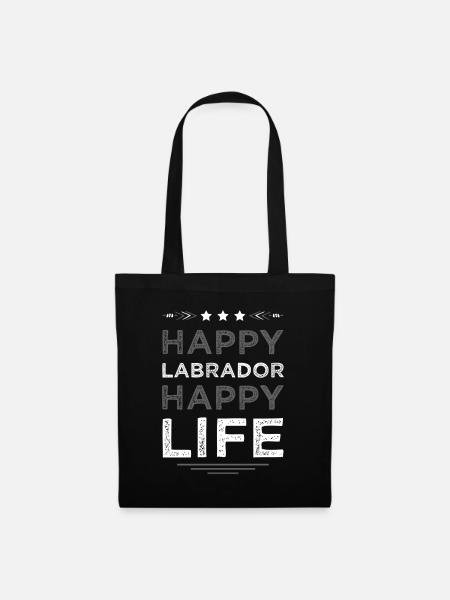Labrador Glücksleben Print - Stoffbeutel - Schwarz
