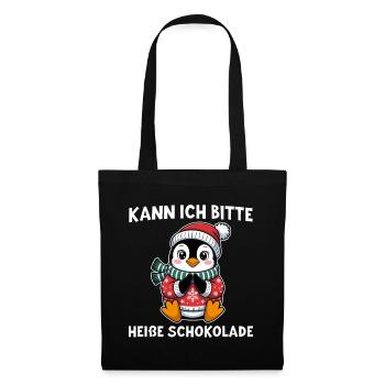 Pingouin au chocolat chaud au chapeau de Père Noël - Sac en tissu - noir - Devant