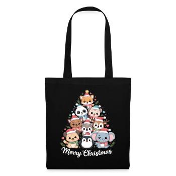 Sapin de Noël animal – Animaux de Noël mignons - Sac en tissu - noir - Devant