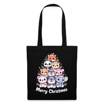 Sapin de Noël animal – Animaux de Noël mignons - Sac en tissu - noir - Devant