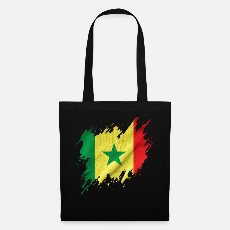 Drapeau du Sénégal, style déchiré - Sac en tissu - noir