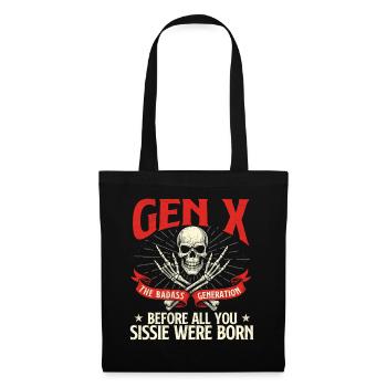 Gen X Badass Generation Retro Nostalgie Zitat - Stoffbeutel - Schwarz - Vorne