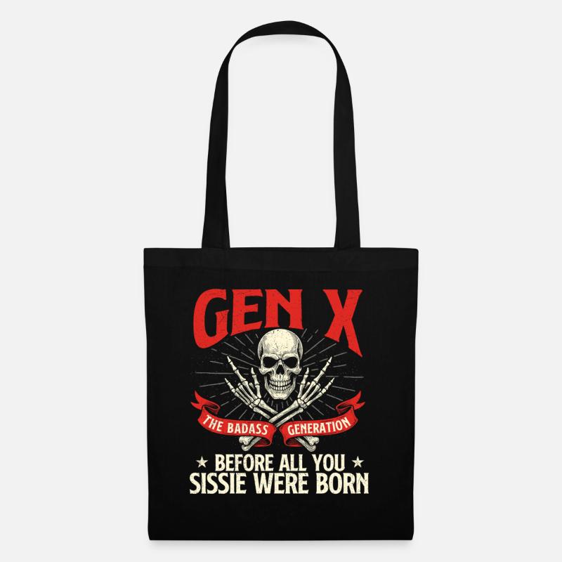 Gen X Badass Generation Retro Nostalgie Zitat - Stoffbeutel - Schwarz