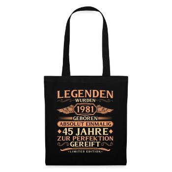 45e anniversaire absolument unique - né en 1981 - Sac en tissu - noir - Devant