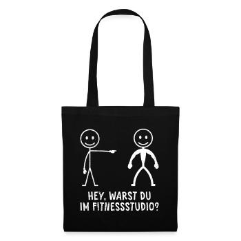Fitnessstudio HEY WARST DU IM FITNESSSTUDIO LUSTIG - Stoffbeutel - Schwarz - Vorne