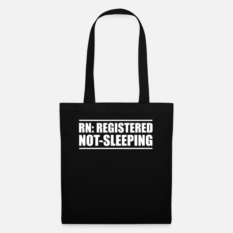 RN: Registered, Never Sleeping – Nursing Humor - Tote Bag - black