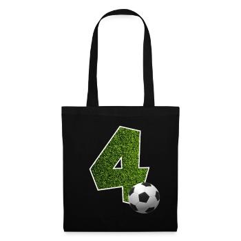 NR. 4 NUMMER 4 FUßBALL 4. GEBURTSTAG - Stoffbeutel - Schwarz - Vorne
