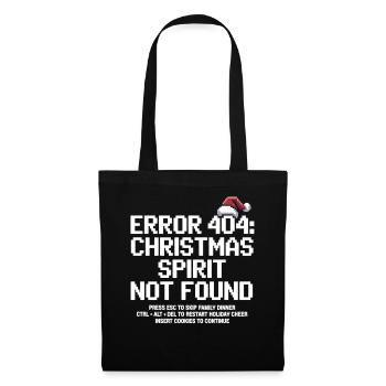 Error 404 Weihnachten – Lustiges Nerd Xmas - Stoffbeutel - Schwarz - Vorne