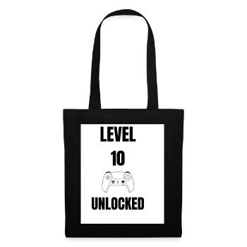 Level 10 Unlocked - Birthday T-Shirt Gamer - Tote Bag - black - Front