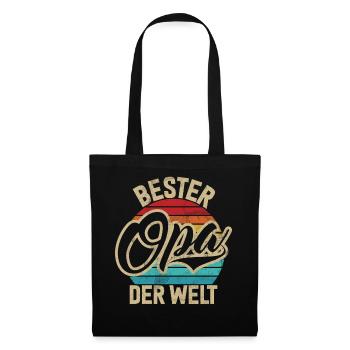 Bester Opa Der Welt Retro Großeltern Großpapa - Stoffbeutel - Schwarz - Vorne