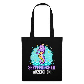 Seepferdchen Abzeichen Lila Schwimmen Kinder - Stoffbeutel - Schwarz - Vorne