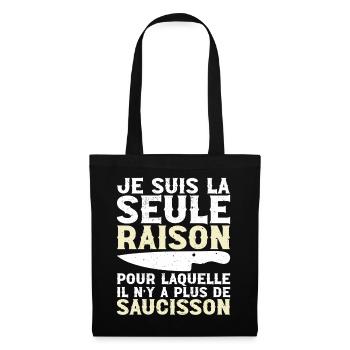 Le Saucisson c'est La Vie - Humor Apéro Cadeau - Stoffbeutel - Schwarz - Vorne