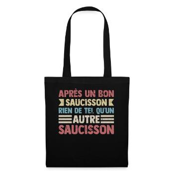 Saucisson Humour Saucisson Apéro Bon Vivant Drôle - Sac en tissu - noir - Devant