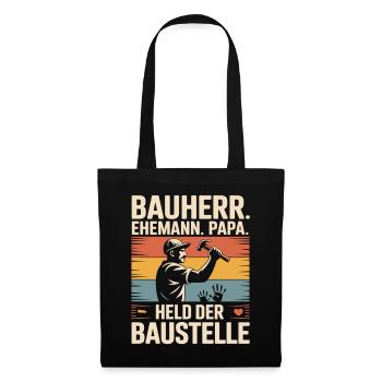 Builder Dad – Hero of the Construction Site Retro Look - Tote Bag - black - Front