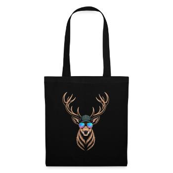 Cooler Hirsch mit Geweih  - Stoffbeutel - Schwarz - Vorne