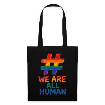 #WeAreAllHuman – Rainbow Watercolor Design - Tote Bag - black - Front