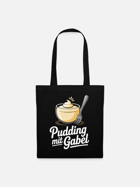 Pudding Mit Gabel - Stoffbeutel - Schwarz
