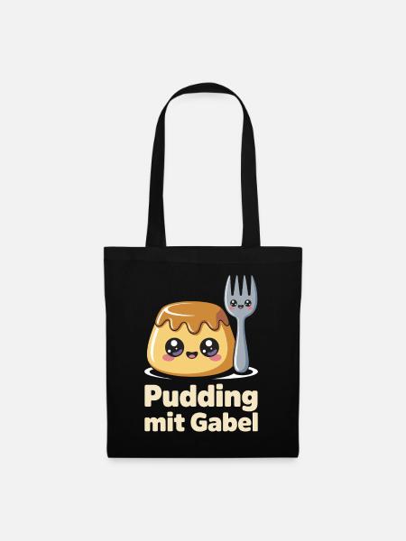 Pudding Mit Gabel - Stoffbeutel - Schwarz