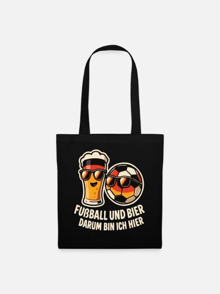 Fußball und Bier Deutschland Fan - Stoffbeutel - Schwarz