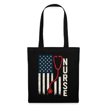 Drapeau américain infirmière stéthoscope style vintage - Sac en tissu - noir - Devant