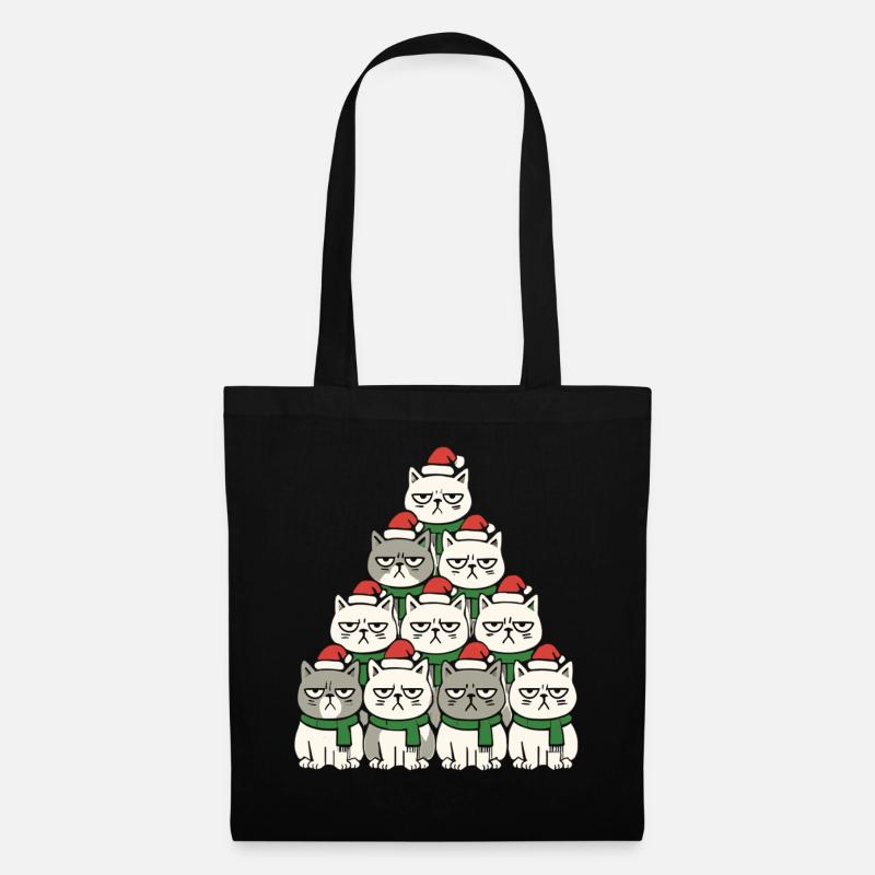  Grumpy Christmas Cats – Lustiges Katzen - Stoffbeutel - Schwarz