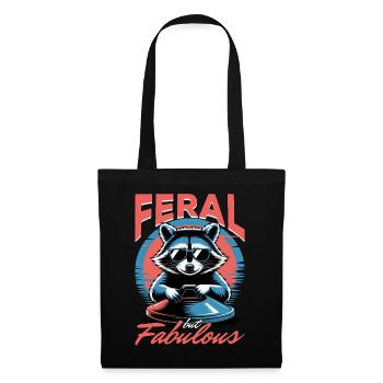 Funny Raccoon - Stoffbeutel - Schwarz - Vorne