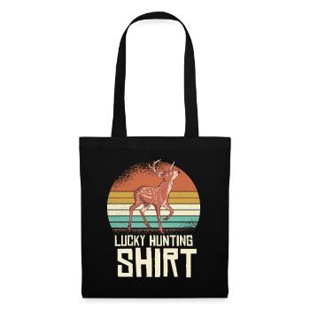 Hirsch Retro Sonnenuntergang Shirt - Stoffbeutel - Schwarz - Vorne